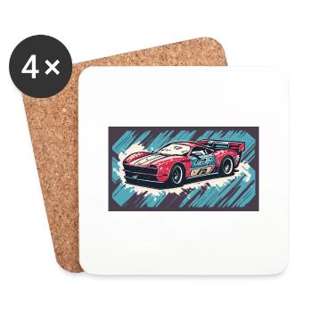 Racecar Red-Blue - Untersetzer (4er-Set) - Weiß - Vorne