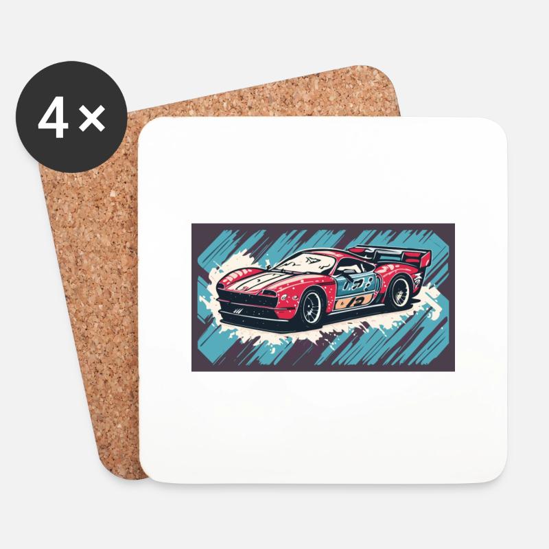Racecar Red-Blue - Coasters (set of 4) - white