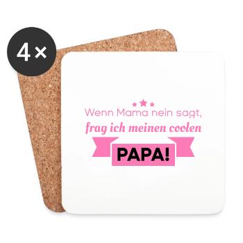 Lustige Sprüche cooler Papa - Untersetzer (4er-Set) - Weiß - Vorne