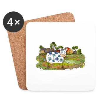 Vache - Dessous de verre (lot de 4) - blanc - Devant