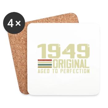 Né en 1949 - Vintage 1949 - 75e Anniversaire Rétro - Dessous de verre (lot de 4) - blanc - Devant
