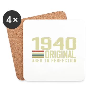 Born in 1940 - Vintage 1940 - 84th Retro Anniversary - Coasters (set of 4) - white - Front