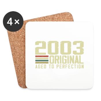 Né en 2003 - Vintage 2003 - 21e Anniversaire Rétro - Dessous de verre (lot de 4) - blanc - Devant
