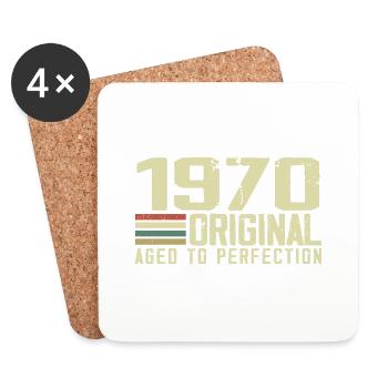 Born in 1970 - Vintage 1970 - 54th Retro Anniversary - Coasters (set of 4) - white - Front