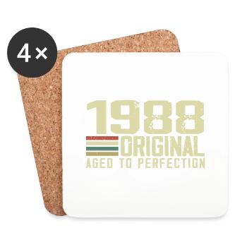 Born in 1988 - Vintage 1988 - 36th Retro Anniversary - Coasters (set of 4) - white - Front