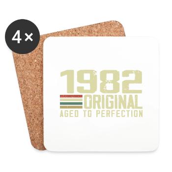 Né en 1982 - Vintage 1982 - 42e Anniversaire Rétro - Dessous de verre (lot de 4) - blanc - Devant