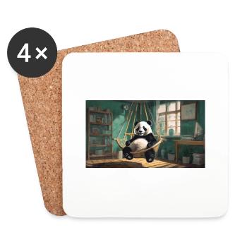 Cute animals chilling – panda chilling hammock - Coasters (set of 4) - white - Front