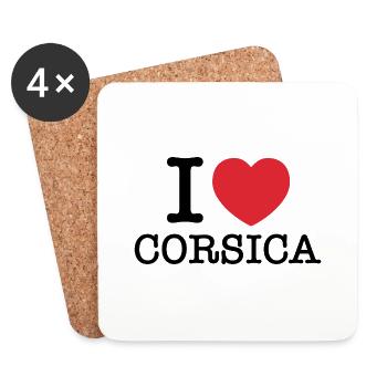 J’aime la Corse | Corse | I Heart Corsica - Dessous de verre (lot de 4) - blanc - Devant