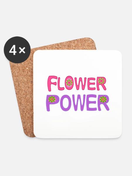 Flower power - Untersetzer (4er-Set) - Weiß