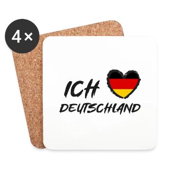 Ich liebe Deutschland Herz Flagge - Untersetzer (4er-Set) - Weiß - Vorne