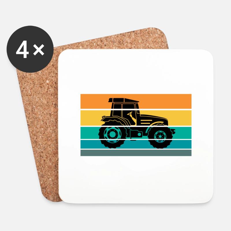 Traktor - Untersetzer (4er-Set) - Weiß