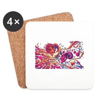 La Saint-Valentin - Dessous de verre (lot de 4) - blanc - Devant