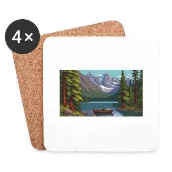 Banff National Park, Canada - Pixel Art - Coasters (set of 4) - white - Front
