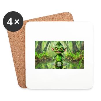 Goblin - Junge niedliche kleine Monster - Untersetzer (4er-Set) - Weiß - Vorne