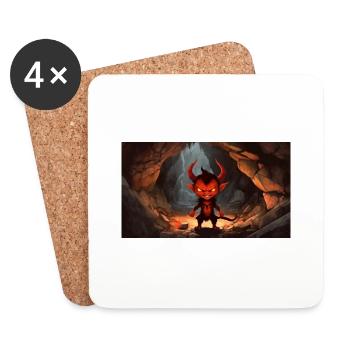 Evil Devil - Junge niedliche kleine Monster - Untersetzer (4er-Set) - Weiß - Vorne