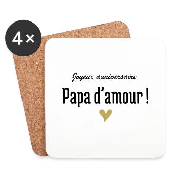 Joyeux anniversaire papa d’amour - Dessous de verre (lot de 4) - blanc - Devant