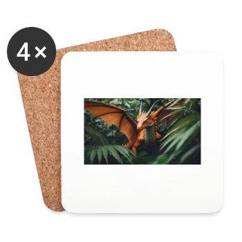 Un dragon vert orange réaliste dans l’outback - Dessous de verre (lot de 4) - blanc - Devant