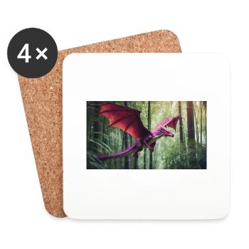 A realistic majestical green dragon is hunting - Coasters (set of 4) - white - Front