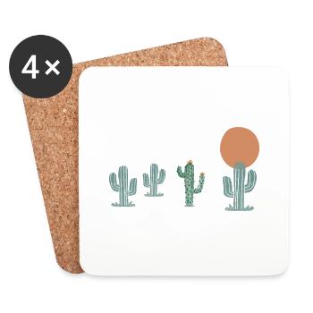 Boho-Kaktus - Untersetzer (4er-Set) - Weiß - Vorne