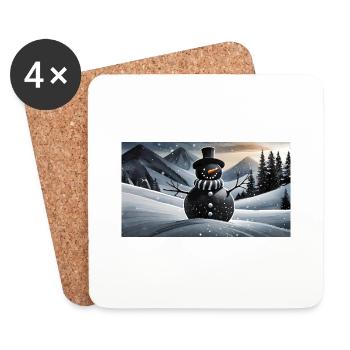 Lustiger Hooey, ein Schneemann ist schwarz - Untersetzer (4er-Set) - Weiß - Vorne