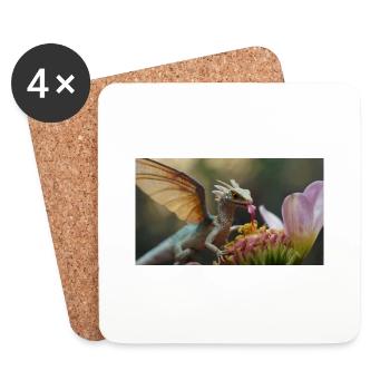 A realistic majestical little cute dragon - Coasters (set of 4) - white - Front