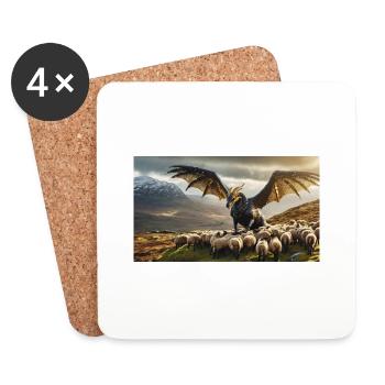 Eine realistische böse schwarz-goldene Drachenjagd - Untersetzer (4er-Set) - Weiß - Vorne