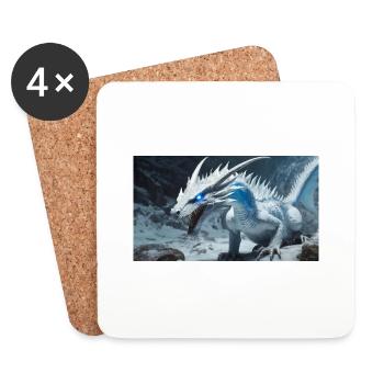 Ein realistischer, majestätischer weißer Eisdrache - Untersetzer (4er-Set) - Weiß - Vorne