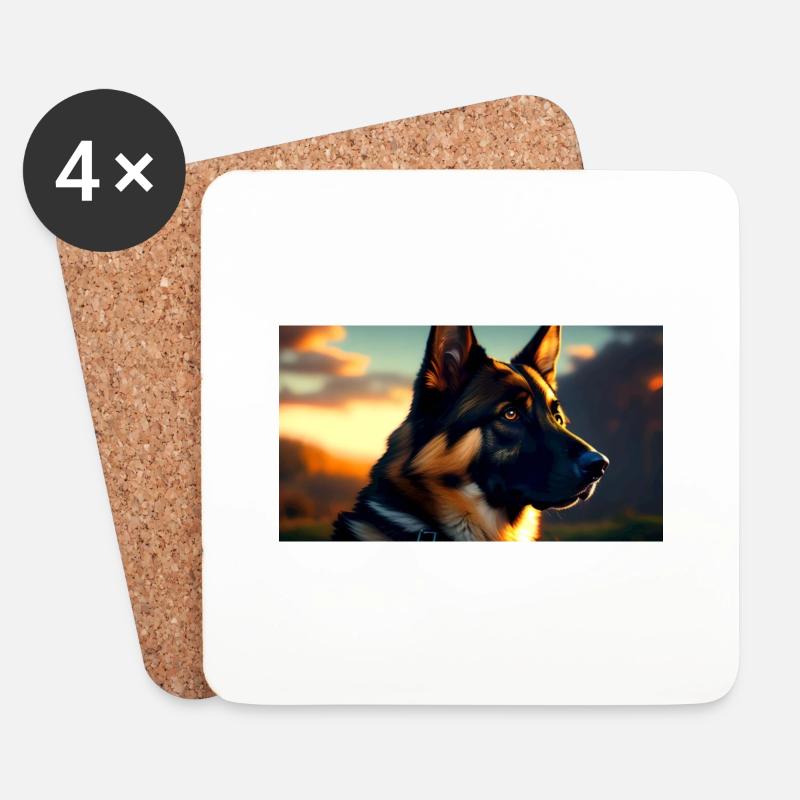 Deutscher Schäferhund - Untersetzer (4er-Set) - Weiß