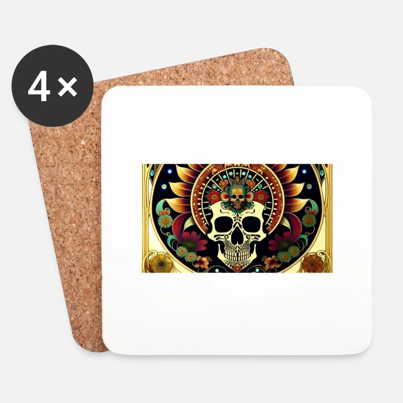 Fiesta Mexicana Skull & Bones - Untersetzer (4er-Set) - Weiß