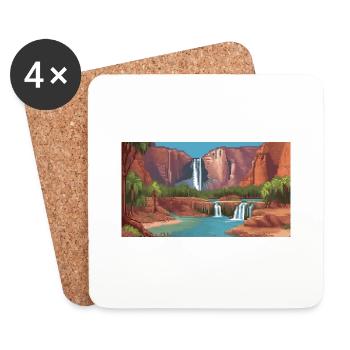 Havasu Falls, Arizona - Pixel Art - Coasters (set of 4) - white - Front