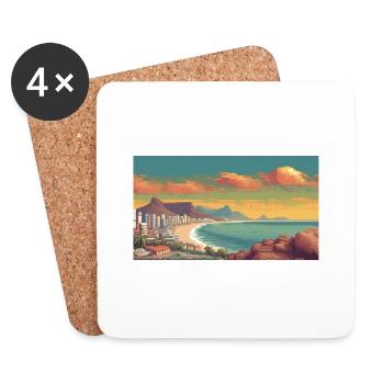 Kapstadt, Südafrika - Pixel Art - Untersetzer (4er-Set) - Weiß - Vorne