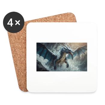 Ein realistischer böser dunkler Drache klettert auf einen Berg - Untersetzer (4er-Set) - Weiß - Vorne