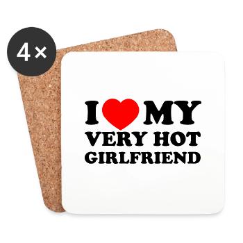 I Love My Hot Girlfriend Shirt - Coasters (set of 4) - white - Front