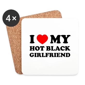 J’aime ma petite amie noire chaude - Dessous de verre (lot de 4) - blanc - Devant