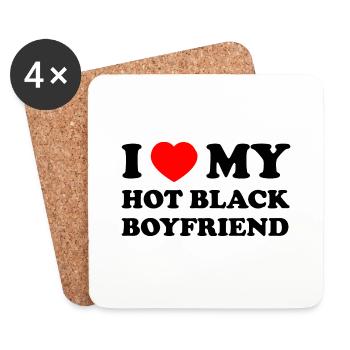 J’aime mon petit ami noir chaud - Dessous de verre (lot de 4) - blanc - Devant