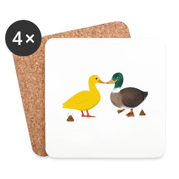 canards caca - Dessous de verre (lot de 4) - blanc - Devant