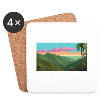 El Yunque National Forest, Puerto Rico, Pixelart - Coasters (set of 4) - white - Front