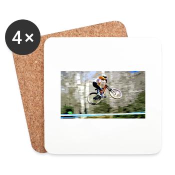 Downhill-Mountainbiken - Untersetzer (4er-Set) - Weiß - Vorne
