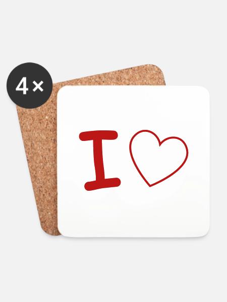 i love - Untersetzer (4er-Set) - Weiß