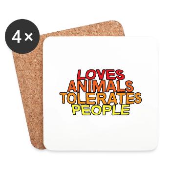 Aime les animaux, tolère les gens - Dessous de verre (lot de 4) - blanc - Devant