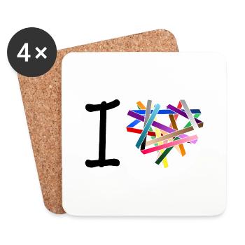 I love - kreuz und quer gewickelt - Untersetzer (4er-Set) - Weiß - Vorne