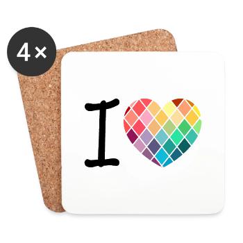 J’aime - les diamants - Dessous de verre (lot de 4) - blanc - Devant