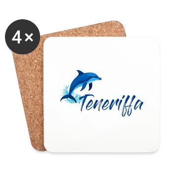 Vacances à Tenerife avec un dauphin - Dessous de verre (lot de 4) - blanc - Devant