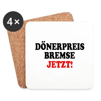 dönerpreisbremse jetzt - Untersetzer (4er-Set) - Weiß - Vorne
