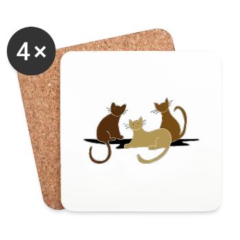 Chats - Dessous de verre (lot de 4) - blanc - Devant