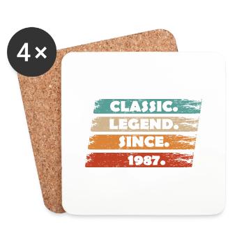 37-jähriges Jubiläum 1987 - Legende seit Vintage Ret - Untersetzer (4er-Set) - Weiß - Vorne