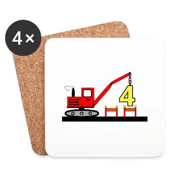Bagger - Untersetzer (4er-Set) - Weiß - Vorne