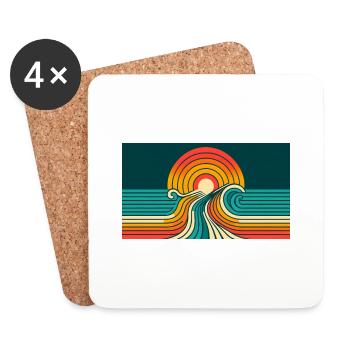 Coucher de soleil rétro 3 - Dessous de verre (lot de 4) - blanc - Devant