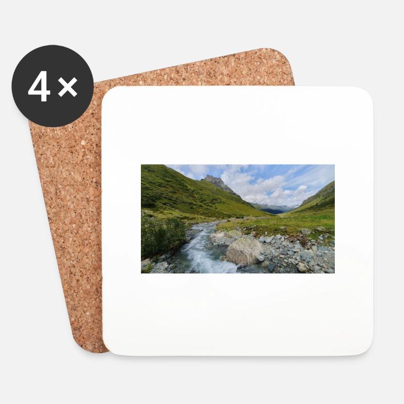 Berglandschaft Panorama mit Fluss - Untersetzer (4er-Set) - Weiß