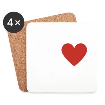 Lettre q cœur rouge - Dessous de verre (lot de 4) - blanc - Devant